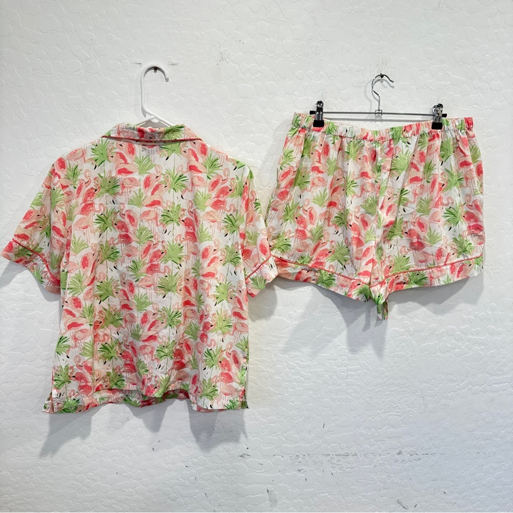 Cynthia Rowley Flamingo Tropical Pajama Set Womens Large Vacation Loungewear - Picture 6 of 6